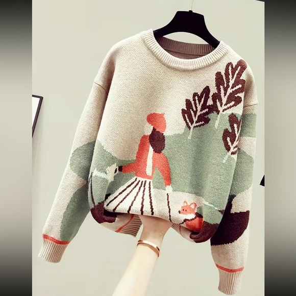 Elegant Textured Knit Skirt Set, Long Sleeve Sweater & High Waist A-line Skirt - Picture 2 of 3